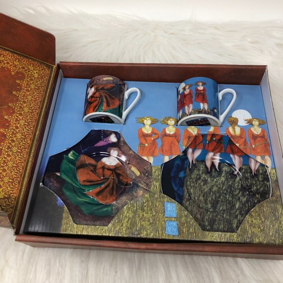 Arte De Cafe Marella 2 Cup And Saucer Set Cappuccino Expresso - Picture 1 of 5